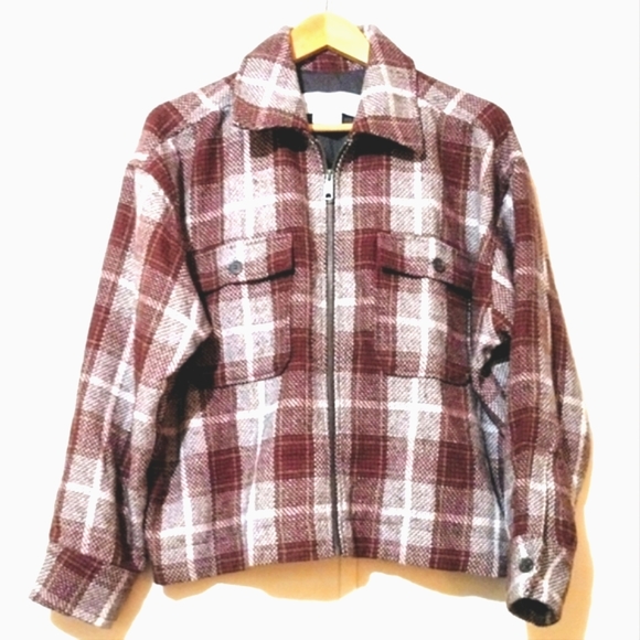 Treasure & Bond Tartan Plaid Tweed Utility Jacket - Picture 6 of 8